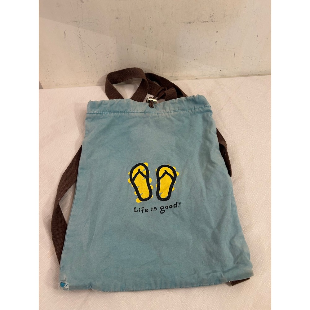 Life is Good Crossbody Bag One Size Blue Flip Flop Canvas Women